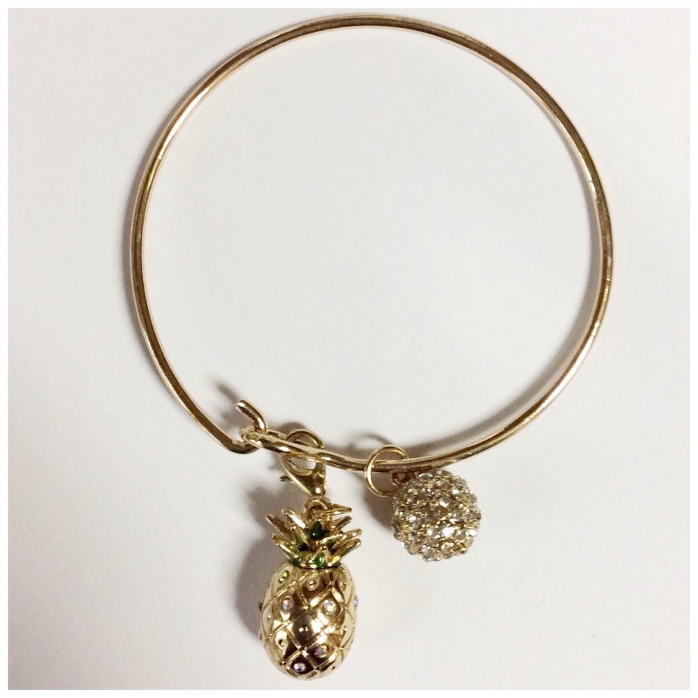 Pineapple & Crystal Ball Bracelet Gold-Tone